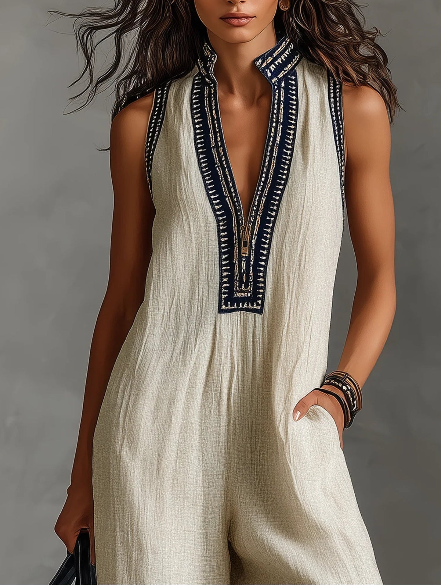 FIAMMA ∙ MONO MINIMALISTA SIN MANGAS CON CUELLO ALTO Y CREMALLERA