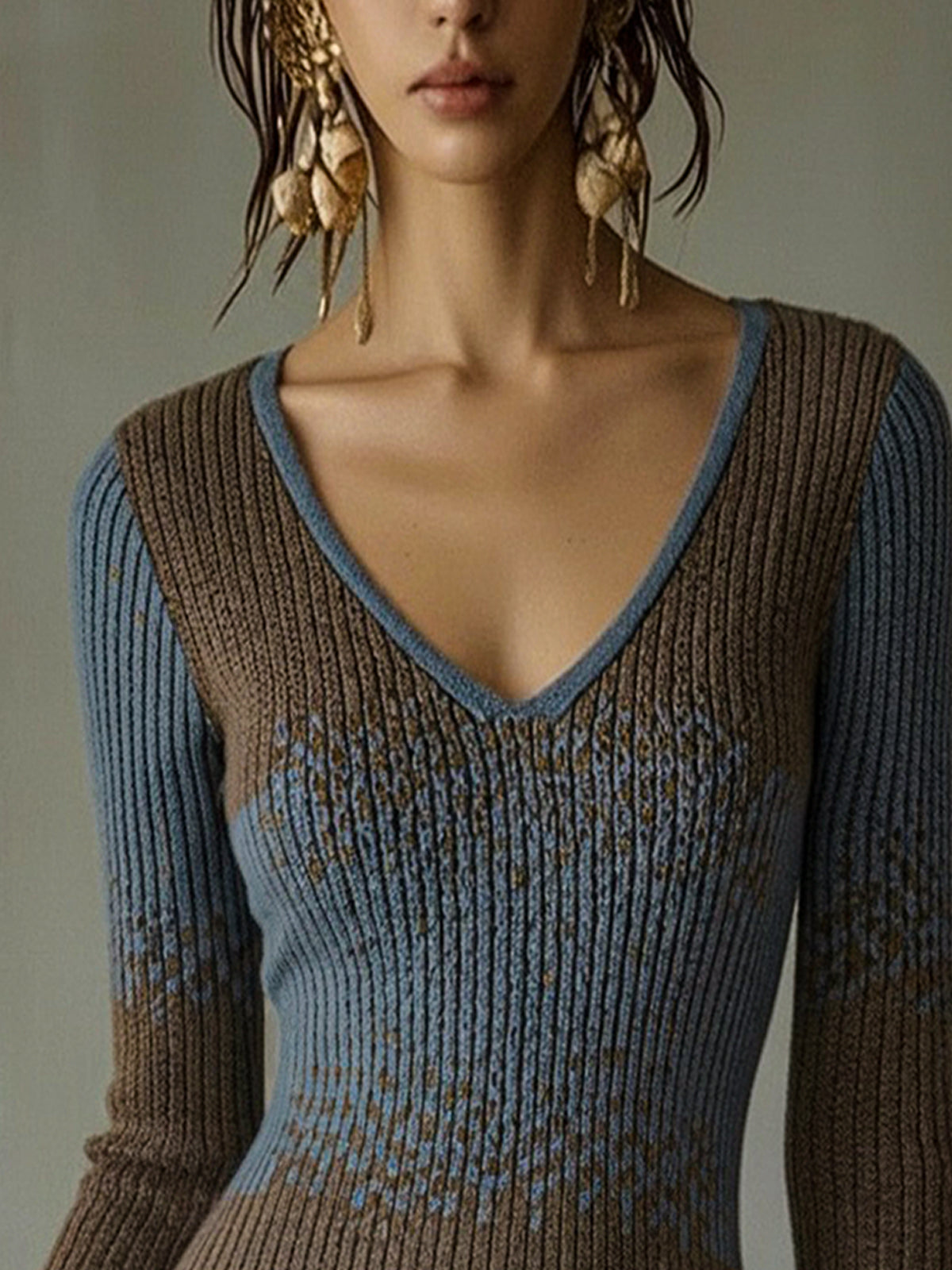 CELESTINA | VESTIDO MINI DE PUNTO MULTICOLOR CON RIBETE DE VOLANTES DE ENCAJE