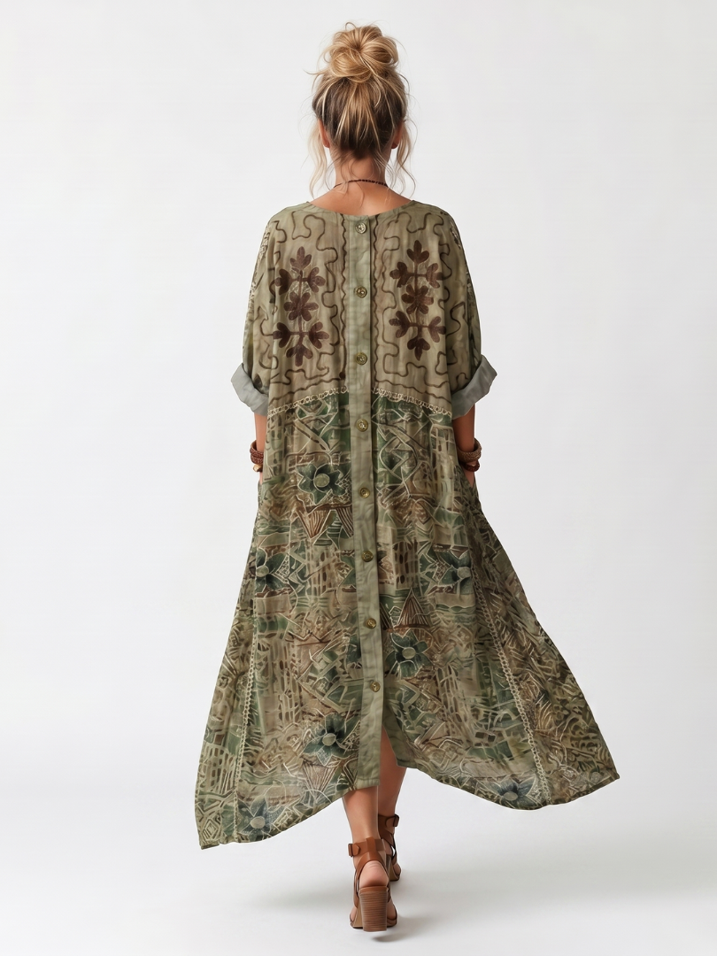 ALENA | VESTIDO MIDI DE ALGODÓN OVERSIZE CON BOTONES Y BOLSILLOS