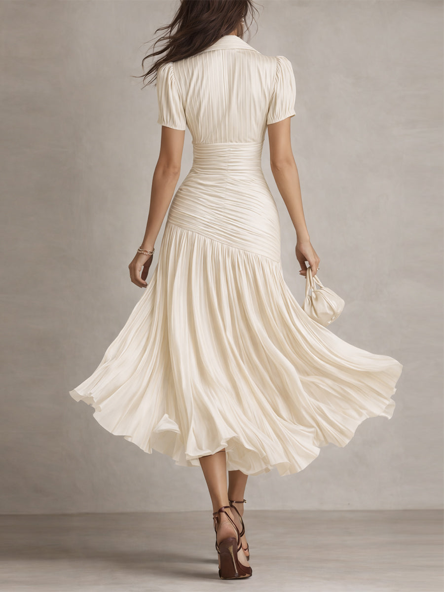 DRIANA ∙ VESTIDO MIDI DE SATÉN A RAYAS RETRO