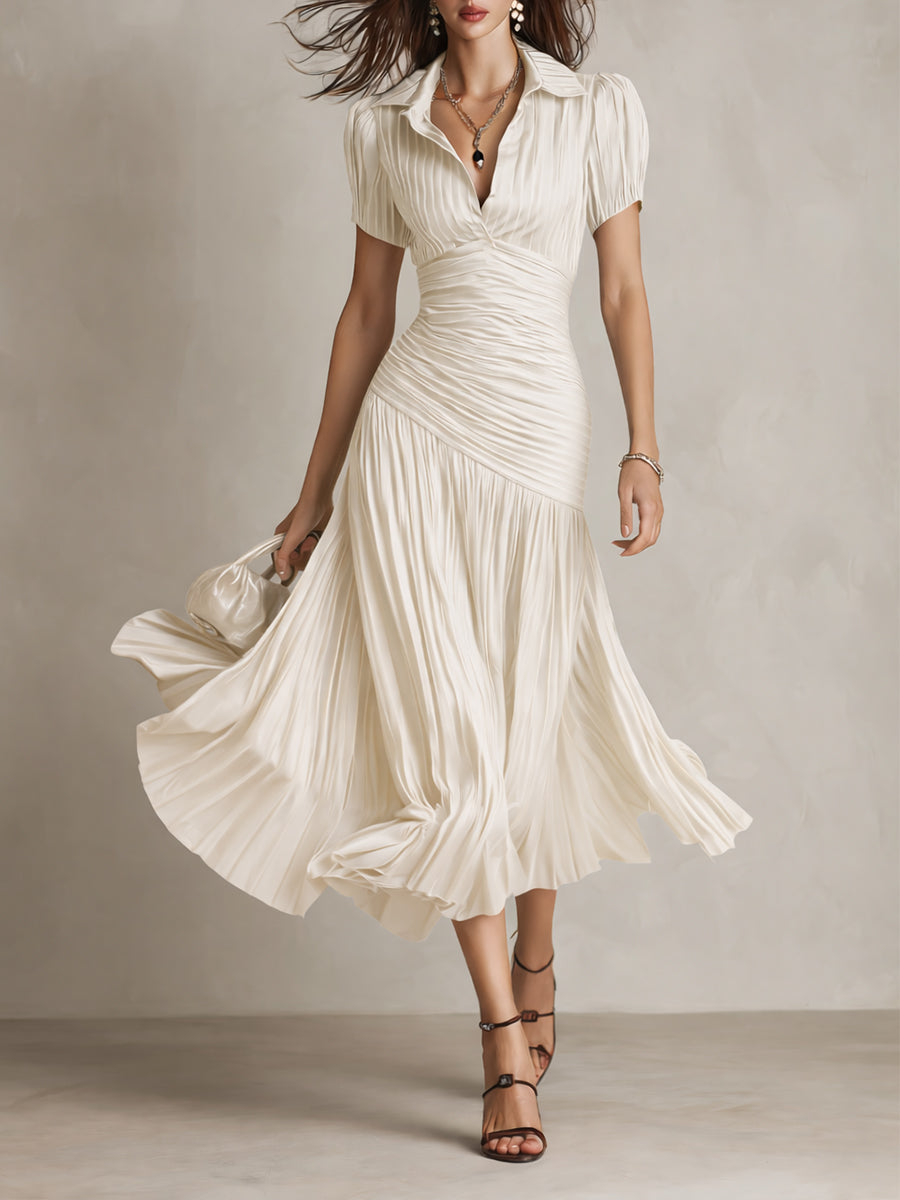 DRIANA ∙ VESTIDO MIDI DE SATÉN A RAYAS RETRO