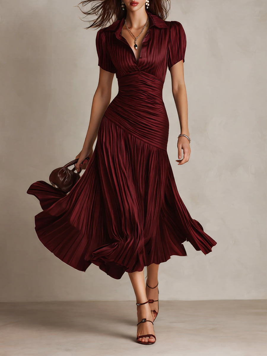 DRIANA ∙ VESTIDO MIDI DE SATÉN A RAYAS RETRO