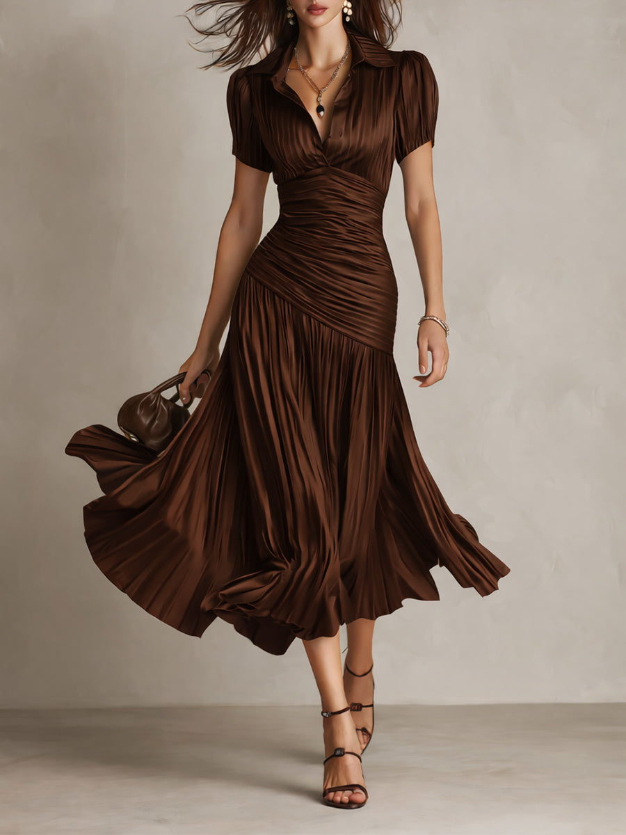 DRIANA ∙ VESTIDO MIDI DE SATÉN A RAYAS RETRO