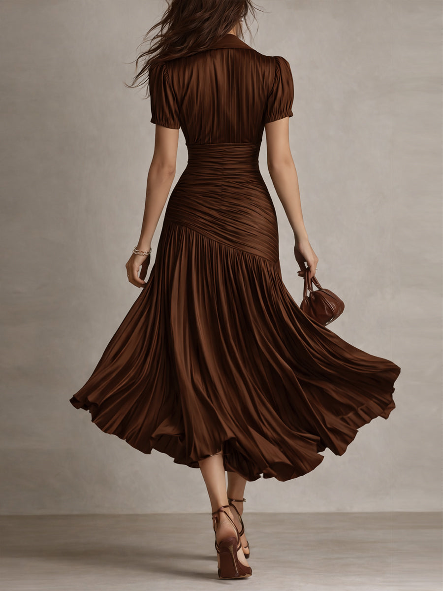DRIANA ∙ VESTIDO MIDI DE SATÉN A RAYAS RETRO