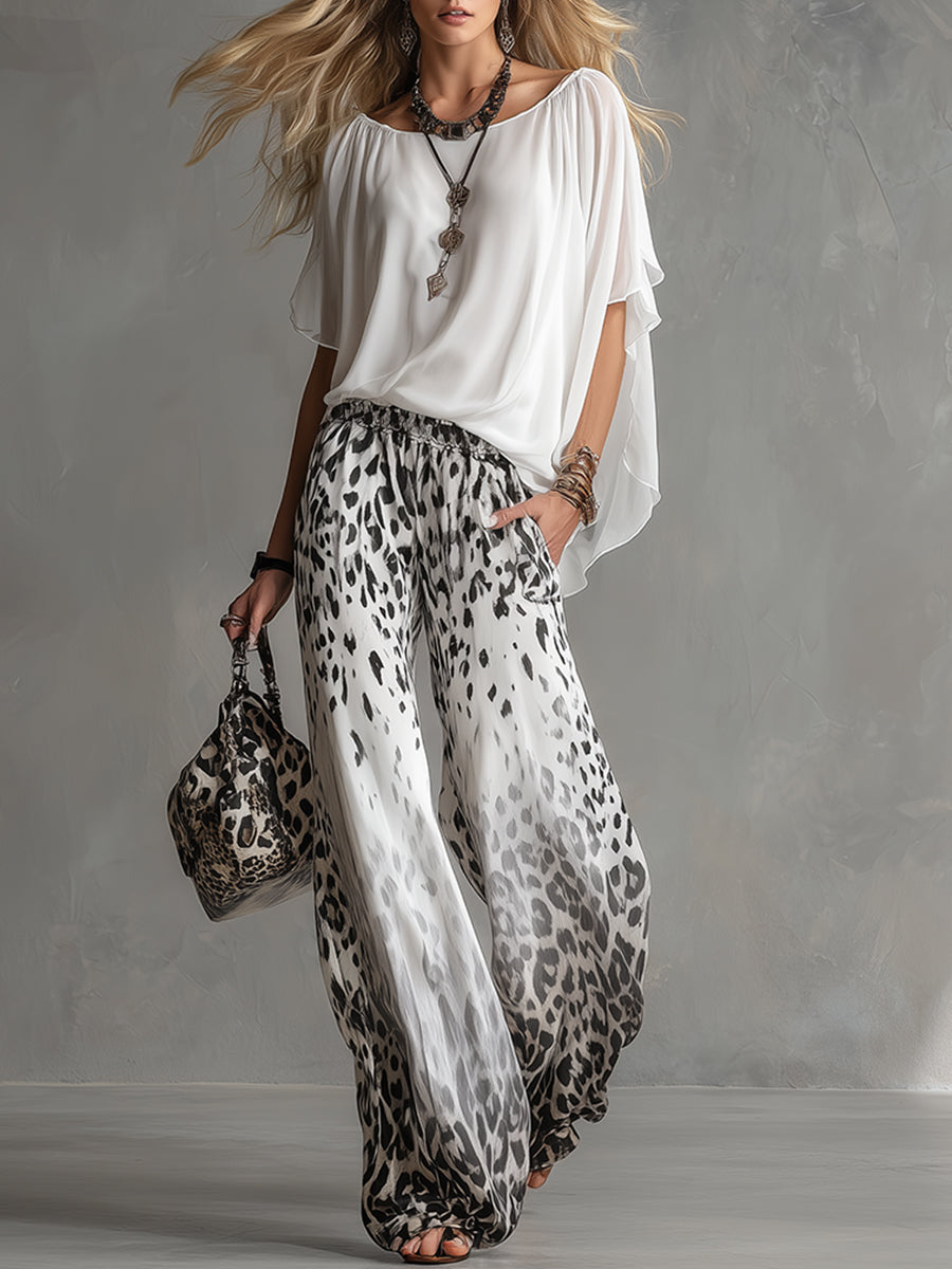 RAIA | CONJUNTO CAMISETA BLANCA Y PANTALÓN LEOPARDO