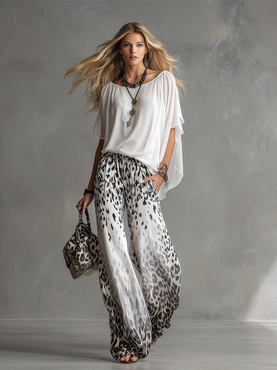 RAIA | CONJUNTO CAMISETA BLANCA Y PANTALÓN LEOPARDO