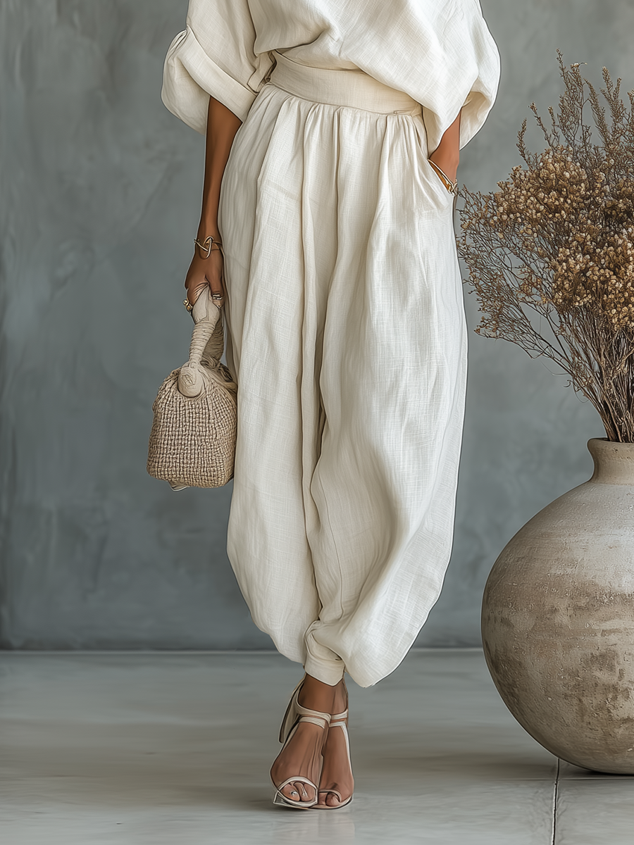 LISA | TOP SUAVE DE HOMBROS DESCUBIERTOS Y PANTALONES TAPERED
