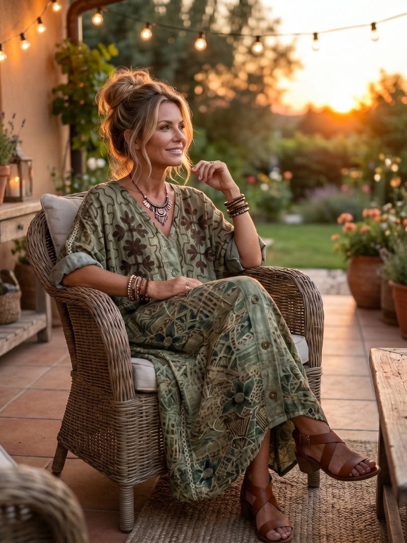 ALENA | VESTIDO MIDI DE ALGODÓN OVERSIZE CON BOTONES Y BOLSILLOS