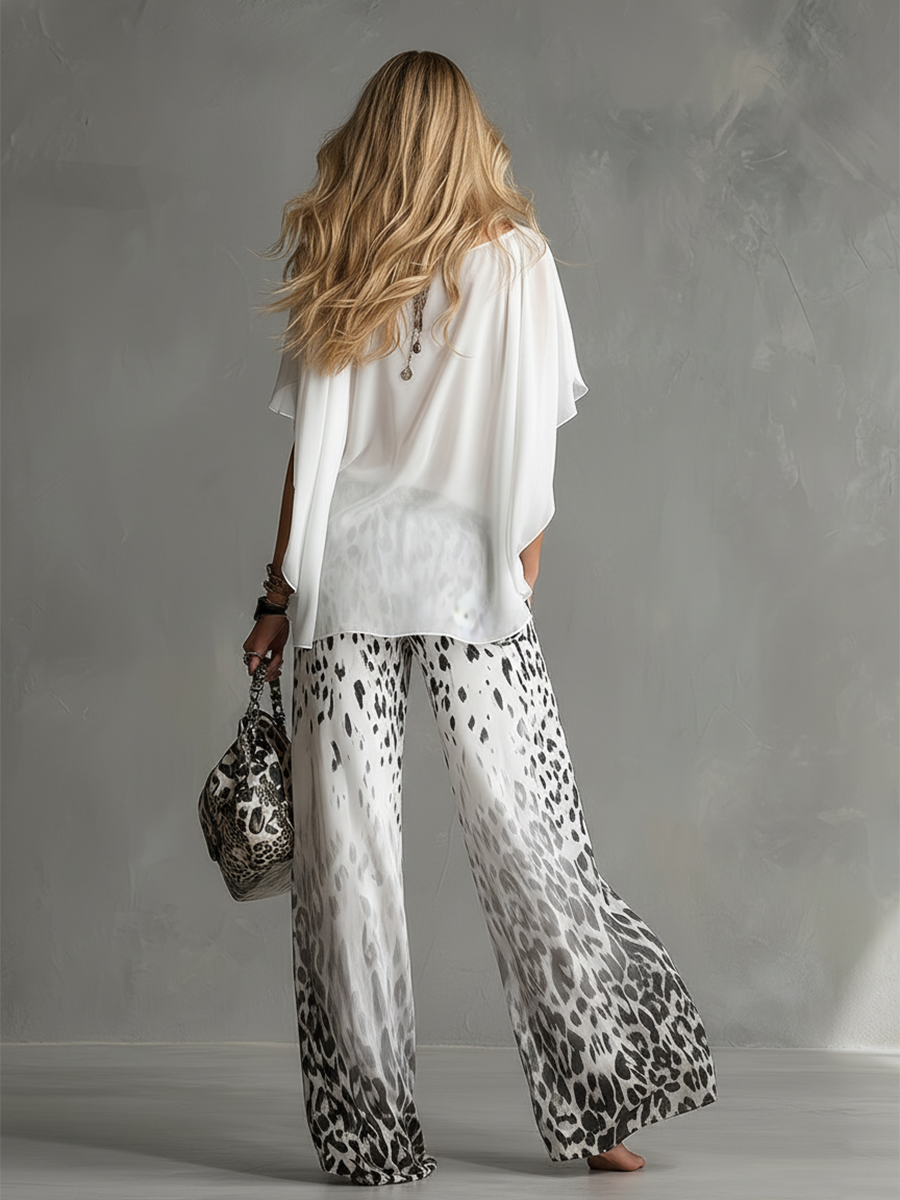 RAIA | CONJUNTO CAMISETA BLANCA Y PANTALÓN LEOPARDO