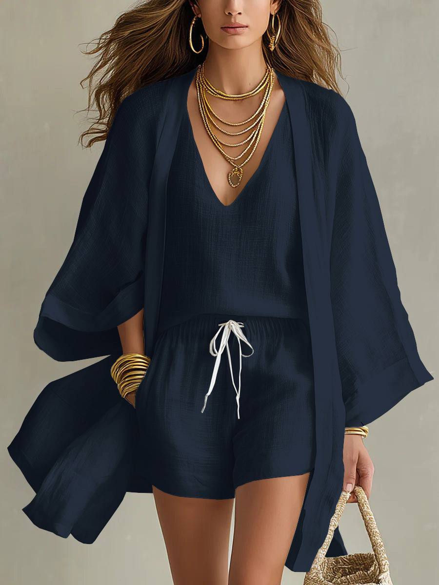 ARIA  · CONJUNTO DE TRES PIEZAS DE LINO
