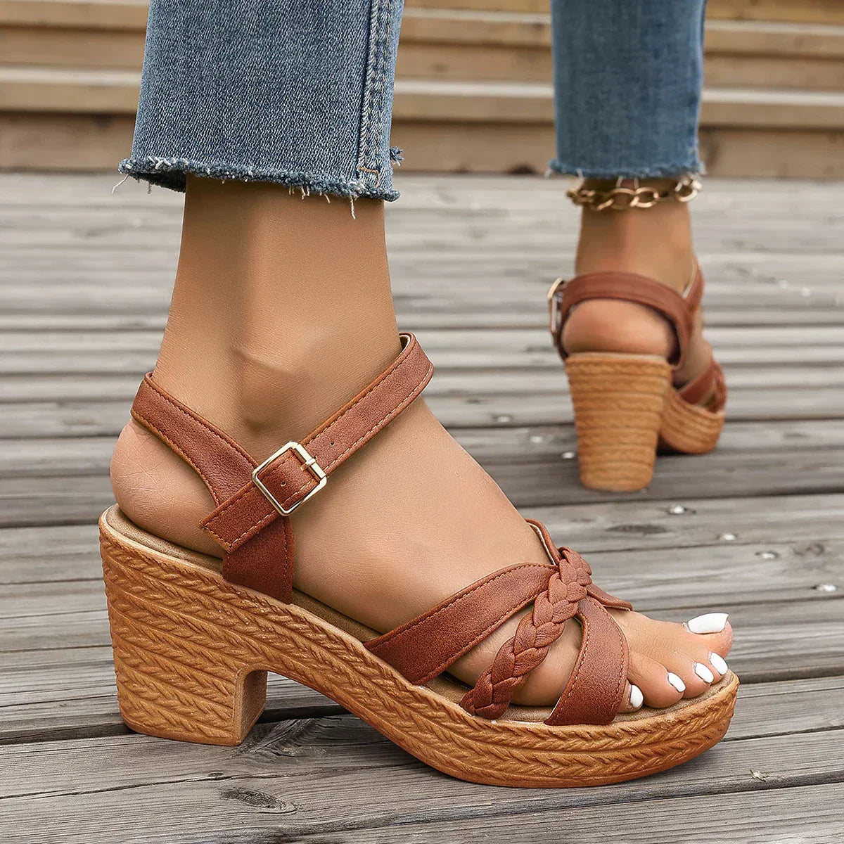 Gianna™ Sandalias Clásicas de Tacón Medio
