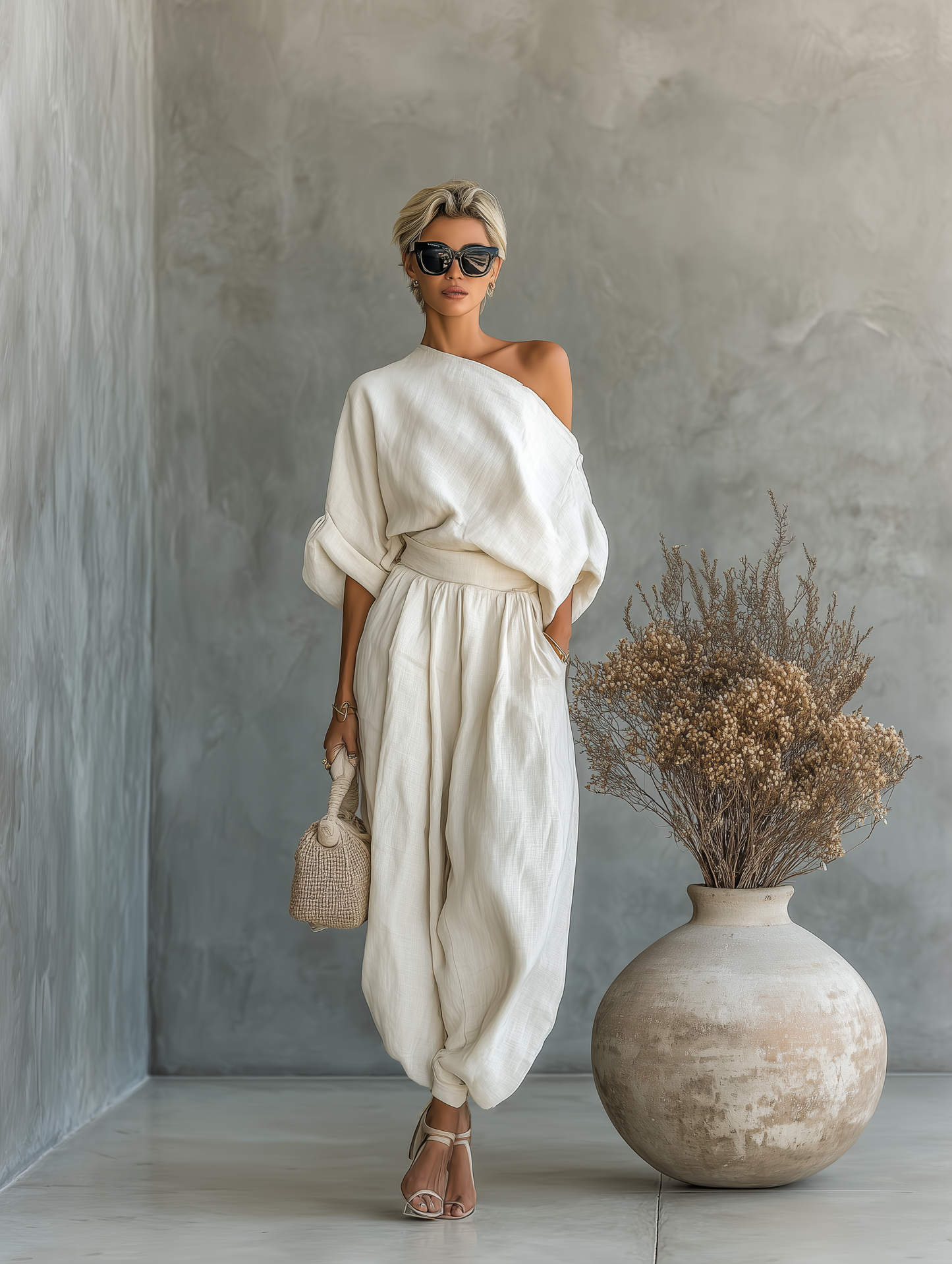 LISA | TOP SUAVE DE HOMBROS DESCUBIERTOS Y PANTALONES TAPERED