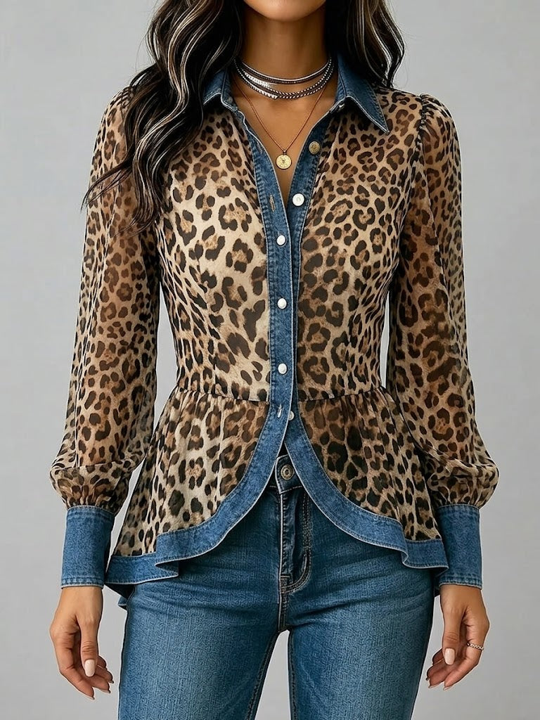 SOFIA | CAMISA DENIM Y LEOPARDO