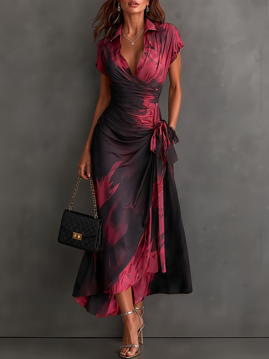 VALERIA | VESTIDO MIDI CRUZADO ROJO Y NEGRO